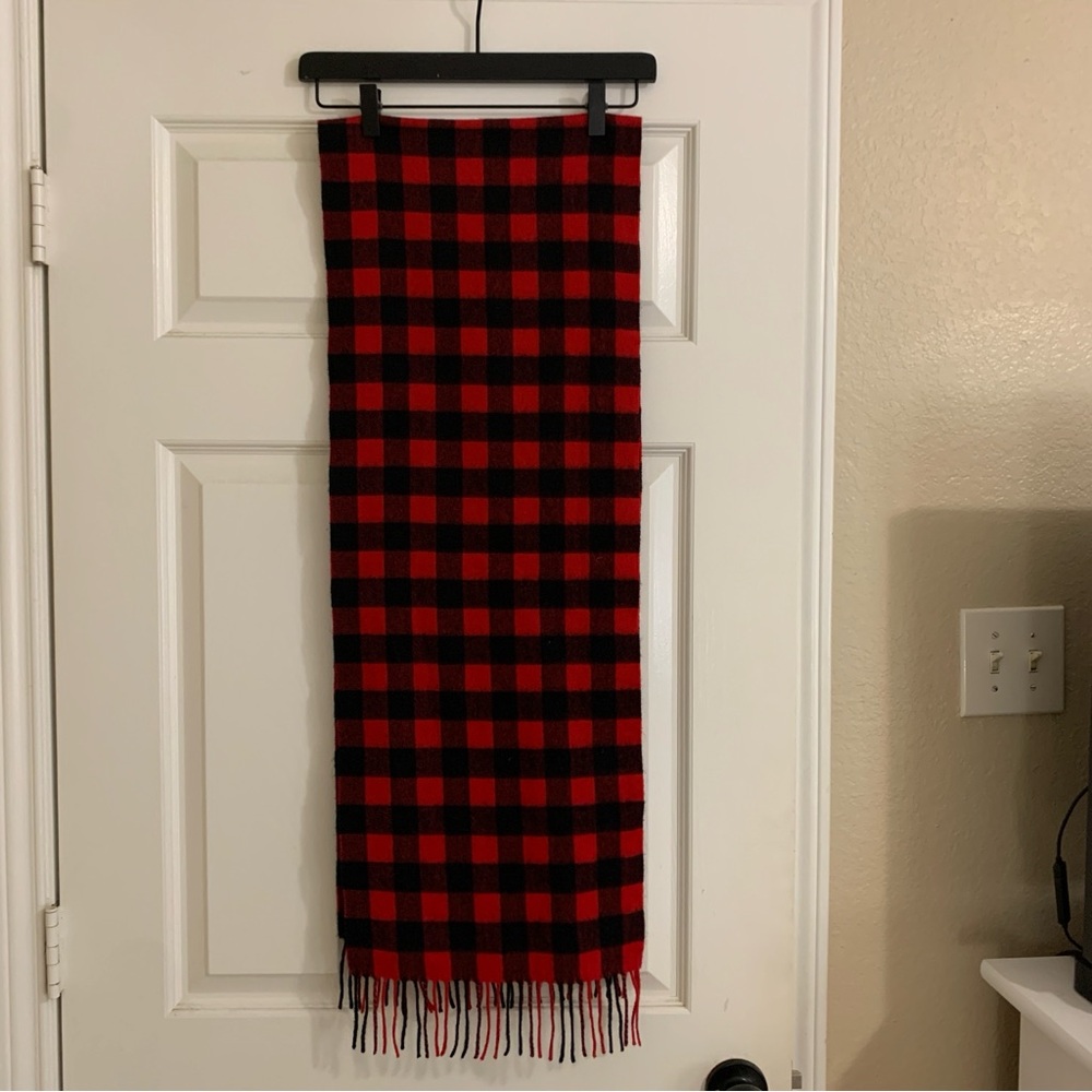 J. Crew Red and Black Cashmere Plaid Scarf